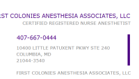 First colonies anesthesia associates